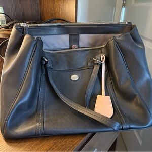 Elegant Black Leather Tote Bag